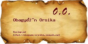 Obagyán Orsika névjegykártya